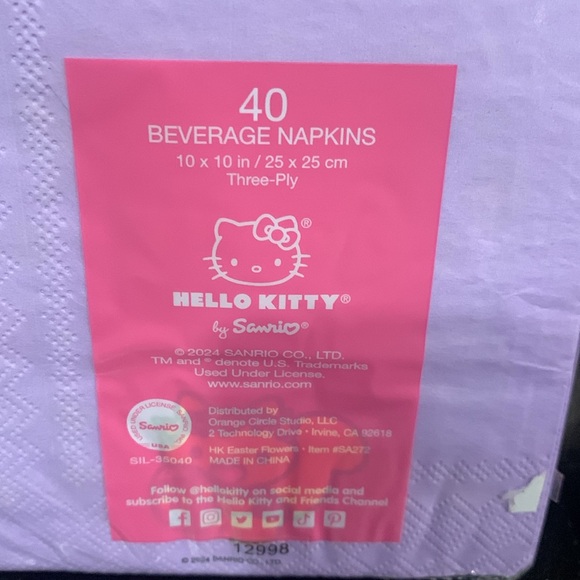 Sanrio Hello Kitty Purple Spring Easter Set of 40 Beverage Napkins New Package - Picture 5 of 9